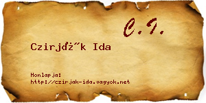 Czirják Ida névjegykártya